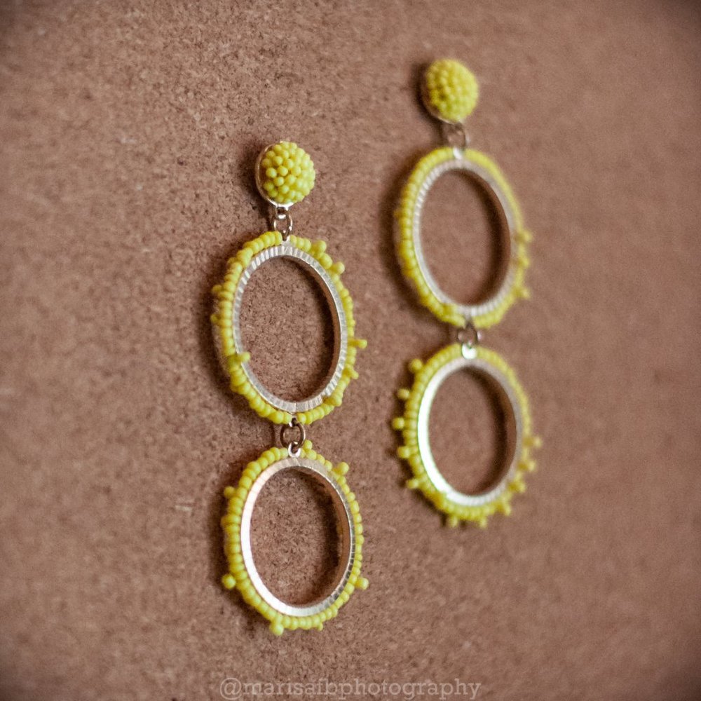 Yellow Baublebar Double hoop Drop Down Earrings